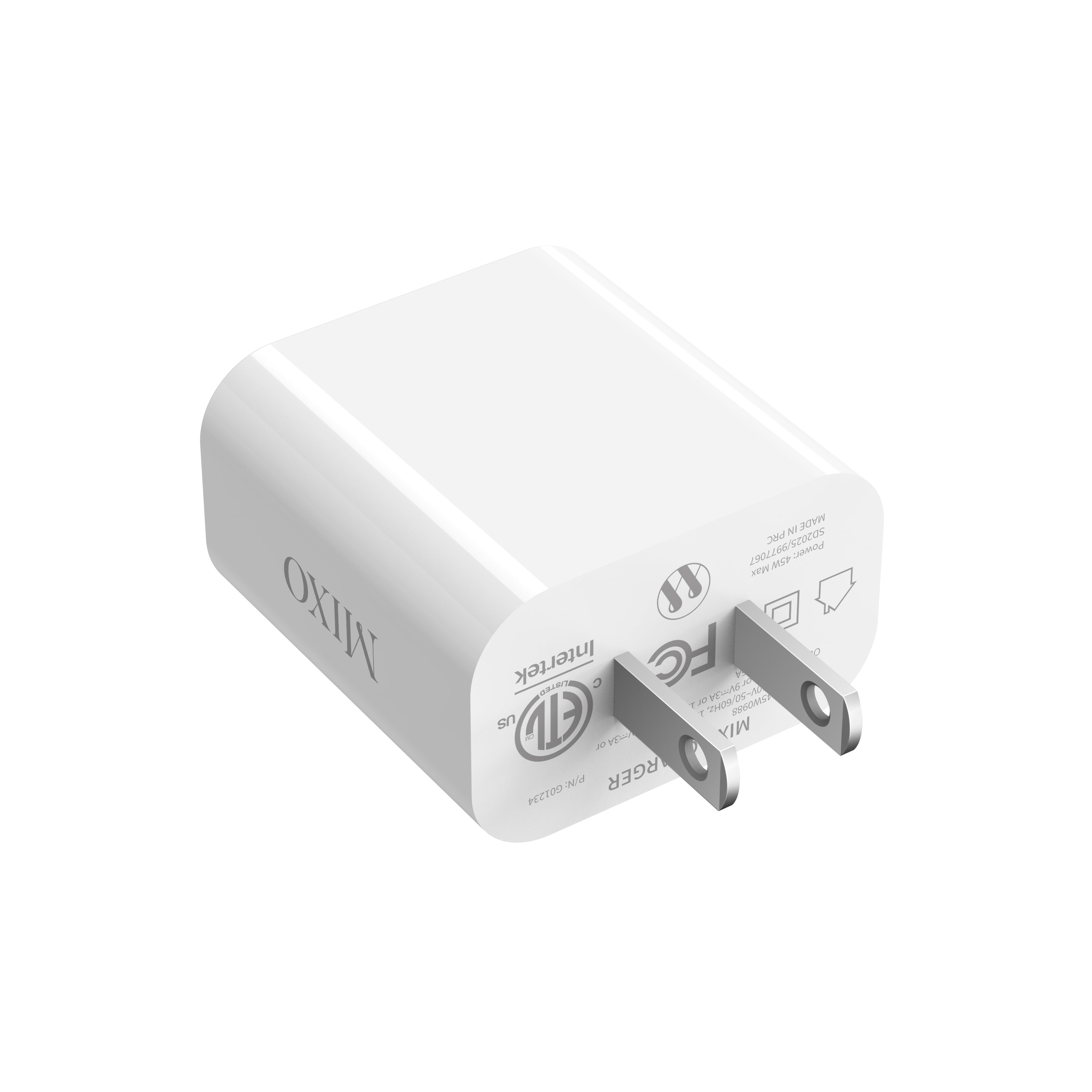 Cargador MIXO 45W USB-C – Rápido, Seguro y Premium