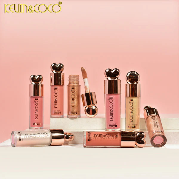 Set Rubor Iluminador y Brocha 3 en 1 Maquillaje Glow