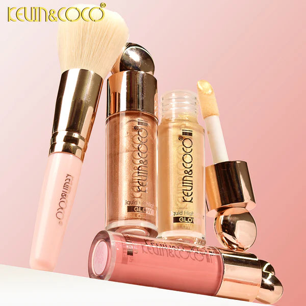 Set Rubor Iluminador y Brocha 3 en 1 Maquillaje Glow