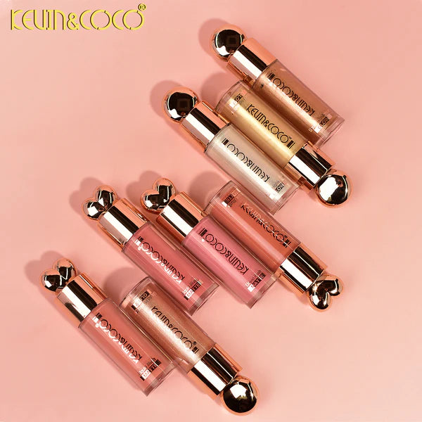 Set Rubor Iluminador y Brocha 3 en 1 Maquillaje Glow