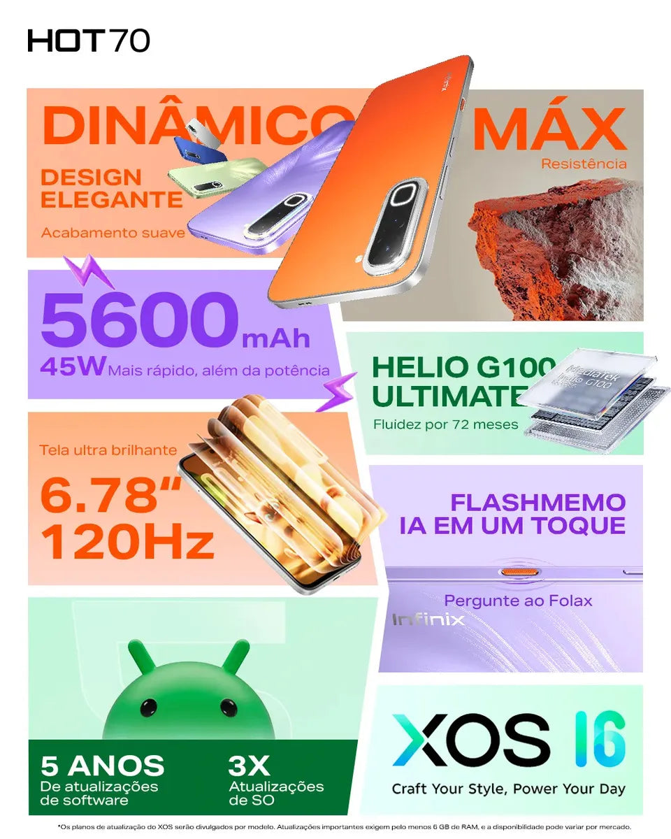 Infinix Hot 70 256GB 4GB RAM – Potencia, batería y almacenamiento para tu día a día