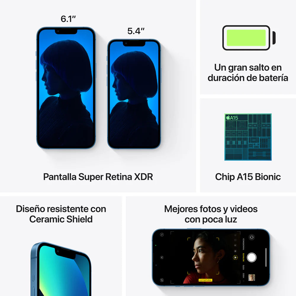 iPhone 13 128GB Azul – De Exhibición · Calidad y Velocidad