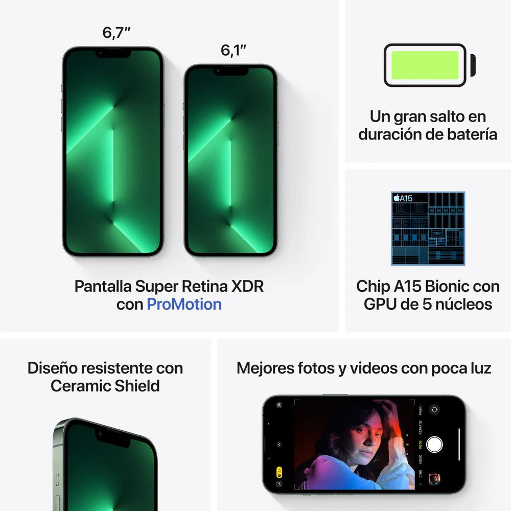 iPhone 13 Pro 128GB – Verde Alpino | Equipo de Exhibición Premium